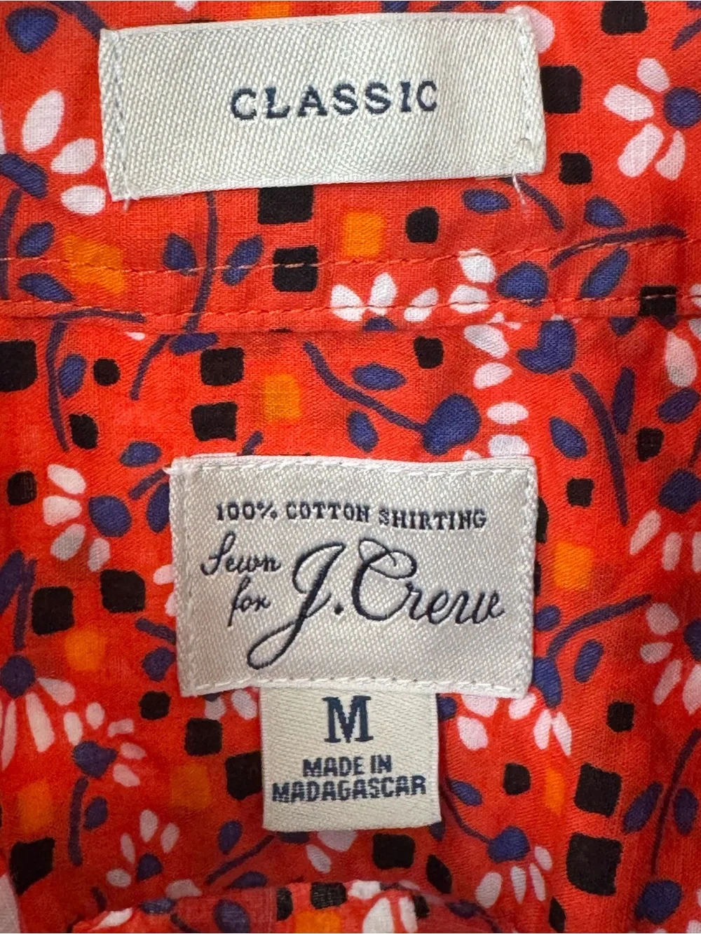 J. Crew Red Floral Short-Sleeve Button-Down Shirt